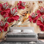 Fototapeten Verziertes florales Design mit Glitzer