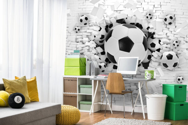 Fußbälle platzen durch die Wand Fototapeten Fußbälle platzen durch die Wand