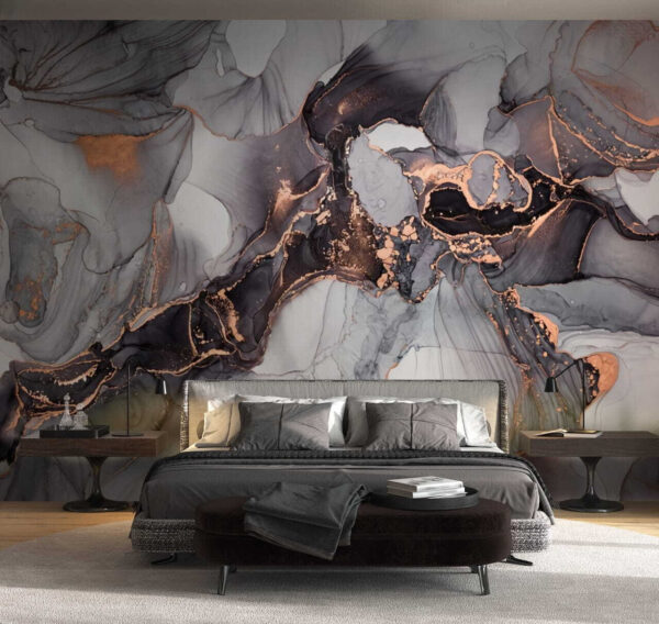 Abstrakte Tinte und metallisches Design Fototapeten Abstrakte Tinte und metallisches Design