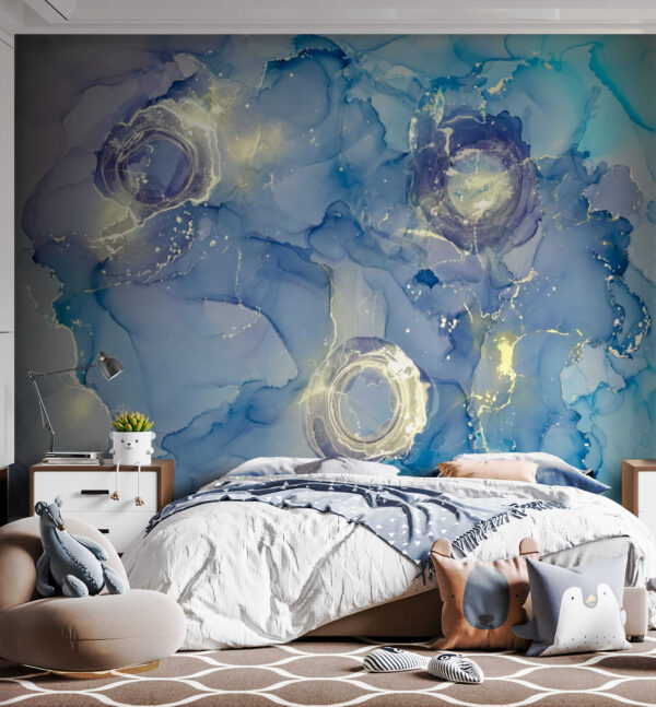 Fototapeten Blaue und weiße Malerei