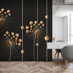 Fototapeten Elegante florale Muster auf dunklem Hintergrund