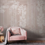 Fototapeten Verziertes florales Muster auf eleganter Wand.