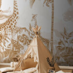 Fototapeten Giraffe und ein Vogel