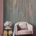 Fototapeten Eleganter, floraler Wandteppich mit sanften Farben