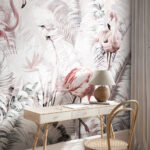 Fototapeten Rosa Flamingo mit langem Hals