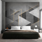 Fototapeten Abstrakte Geometrie in Monochrom und Gelb