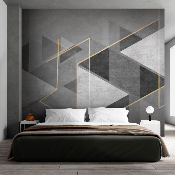 Abstrakte Geometrie in Monochrom und Gelb Fototapeten Abstrakte Geometrie in Monochrom und Gelb