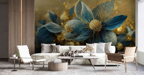 Elegante blaue Blütenblätter und zarte Details Fototapeten Elegante blaue Blütenblätter und zarte Details