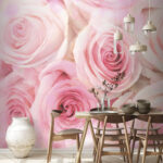 Fototapeten Gruppe von rosa Rosen