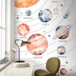 Fototapeten Aquarell eines Planeten mit Ringen
