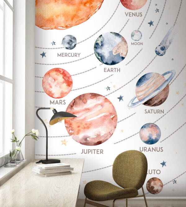 Aquarell eines Planeten mit Ringen Fototapeten Aquarell eines Planeten mit Ringen