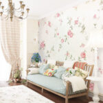 Fototapeten Florales Muster an einer Wand