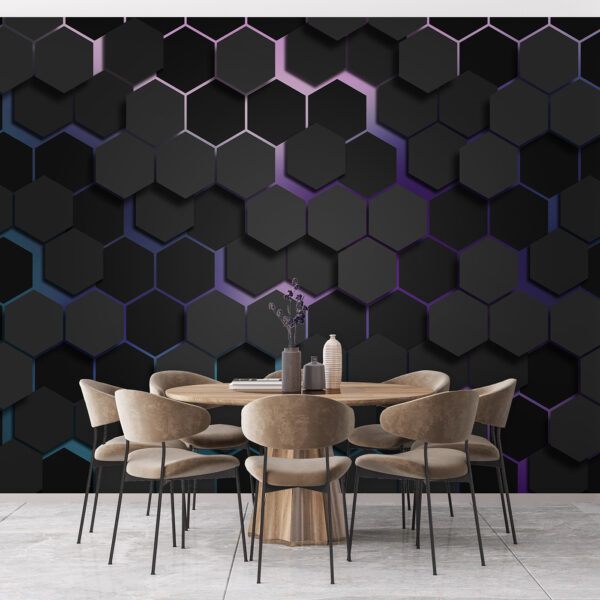 Fototapeten Gruppe von schwarzen Sechsecken