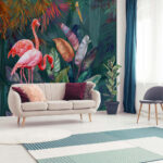Fototapeten Rosa Flamingo mit langen Beinen