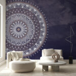 Fototapeten Lila und weißes Mandala