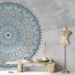 Fototapeten Blaues und graues Mandala