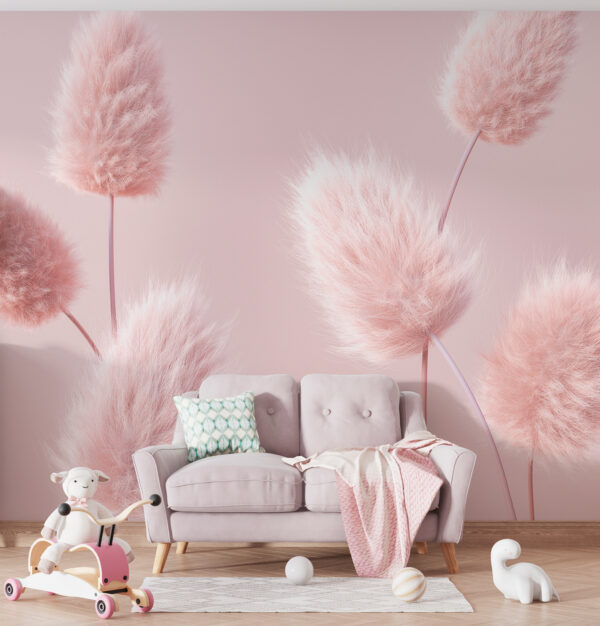Weiches, flauschiges rosa Pampasgras Fototapeten Weiches, flauschiges rosa Pampasgras