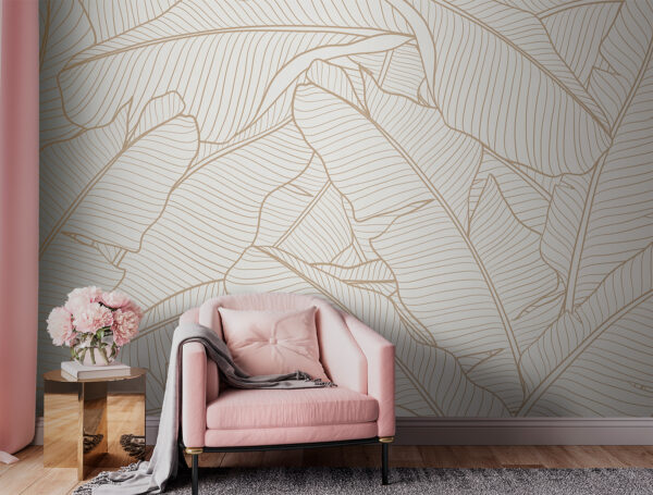 Blättermuster mit eleganten Linien Fototapeten Blättermuster mit eleganten Linien