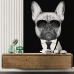 Fototapeten Zeichnung eines Hundes mit Sonnenbrille