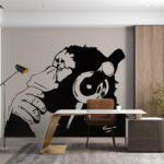 Fototapeten Affe mit Kopfhörern