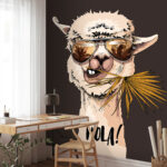 Fototapeten Chilliger Alpaka-Gruß mit Sonnenbrille!