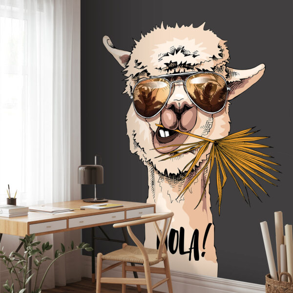 Fototapeten Fototapeten Das Lama chillt mit coolen Schirmen. (Artikelnummer: u98177v1)