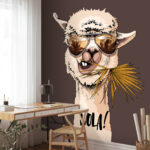 Fototapeten Cooles Lama grüßt stilvoll!