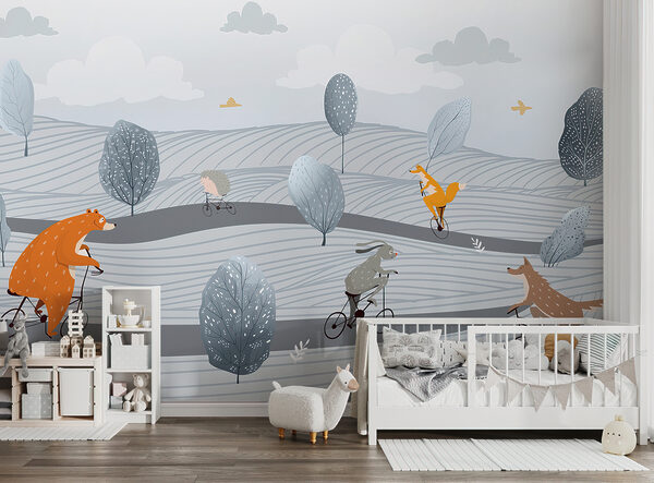 Fototapeten Hund auf einem Fahrrad