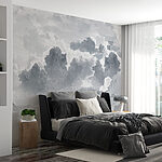 Fototapeten Graue Wolken im Aquarellhimmel