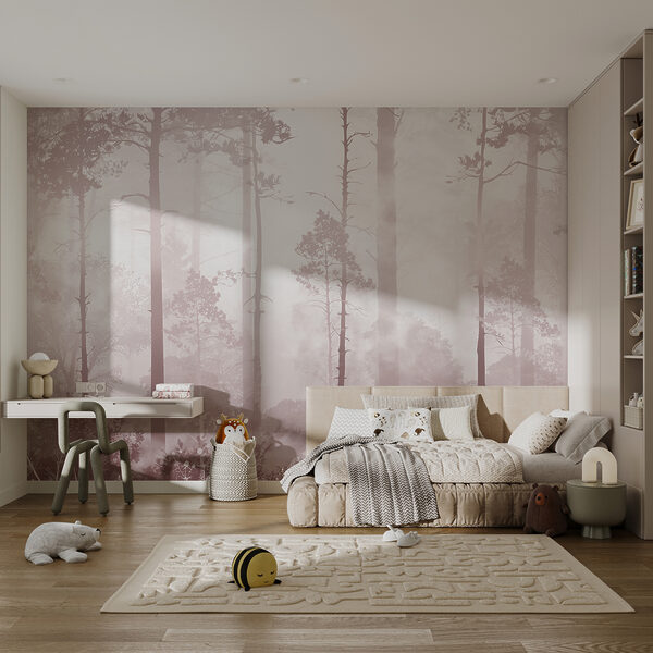 Fototapeten Fototapeten Nebliger Wald mit hohen Bäumen (Artikelnummer: u94439v1)