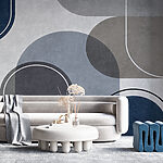 Fototapeten Blauer und weißer Kreis