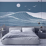 Fototapeten Weiße Linien auf blauem Hintergrund