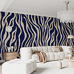 Fototapeten Blaues und cremefarbenes Zebramuster