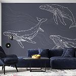 Fototapeten Gruppe von Walen in verschiedenen Posen