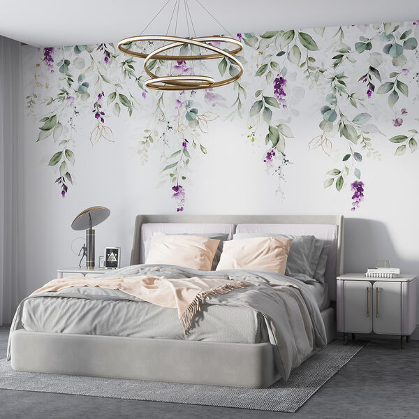 Lila Blumen auf weißem Hintergrund Fototapeten Lila Blumen auf weißem Hintergrund