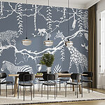 Fototapeten Tapete mit Zebras und Giraffen