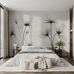 Fototapeten Transparente Blumen auf weißem Hintergrund