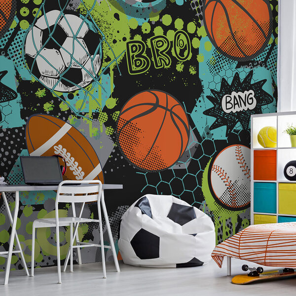 Sportcollage mit leuchtenden Farben Fototapeten Sportcollage mit leuchtenden Farben
