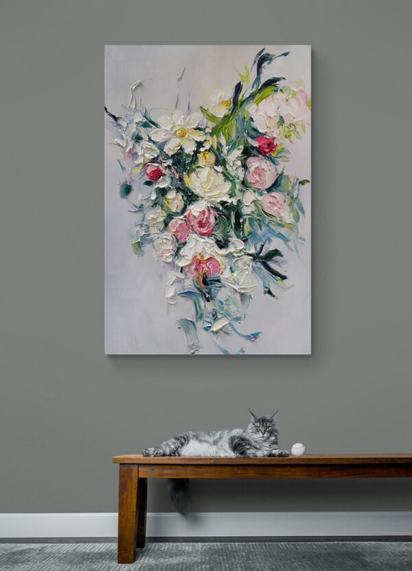Malerei von Blumen auf einer weißen Fläche Wandbilder Malerei von Blumen auf einer weißen Fläche