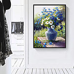 Wandbilder Blaue Kornblumen mit Gänseblümchen in Vase
