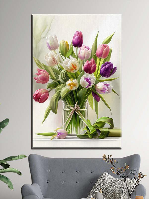 Lebendiger Strauß aus bunten Tulpen Wandbilder Lebendiger Strauß aus bunten Tulpen