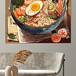 Wandbilder Schüssel Ramen mit Stäbchen und einem Ei
