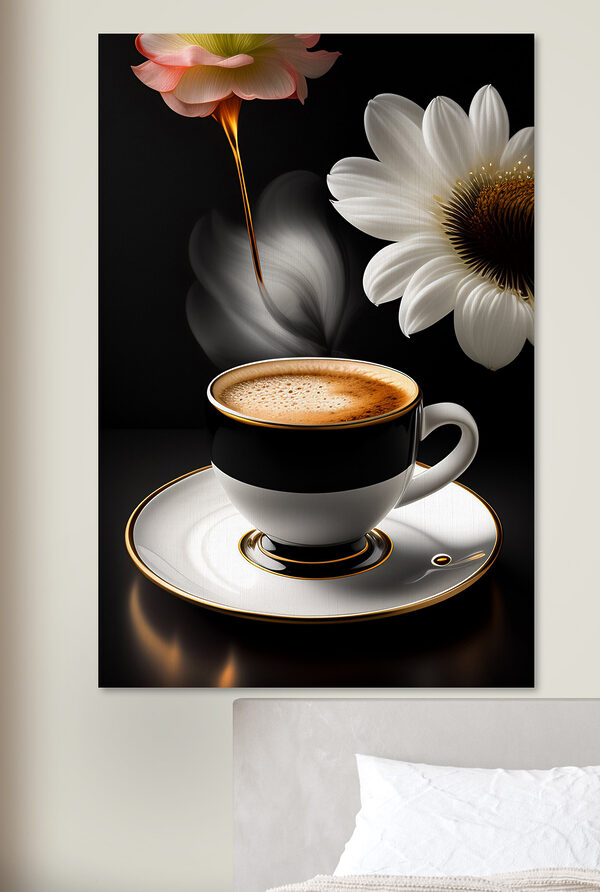 Blumige Aromen, die über dem Espresso schweben Wandbilder Blumige Aromen, die über dem Espresso schweben