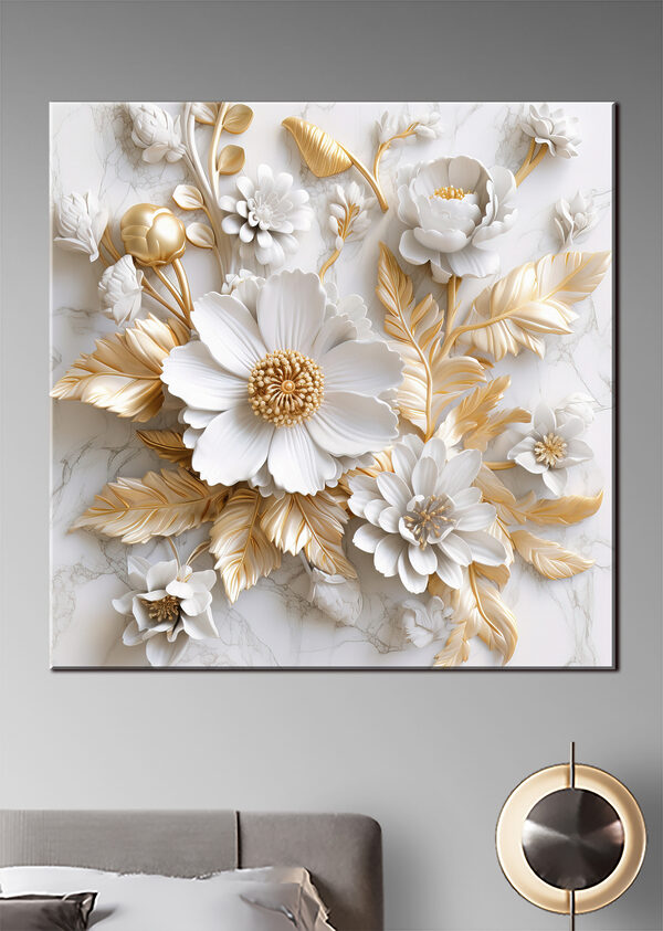 Verziertes florales Relief mit eleganten Farbtönen Wandbilder Verziertes florales Relief mit eleganten Farbtönen
