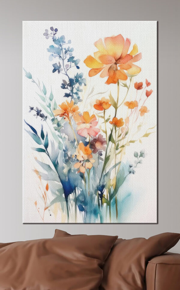 Bunte Gartenblüten in Aquarell Wandbilder Bunte Gartenblüten in Aquarell