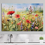 Wandbilder Lebendiges Feld mit blühenden Wildblumen.
