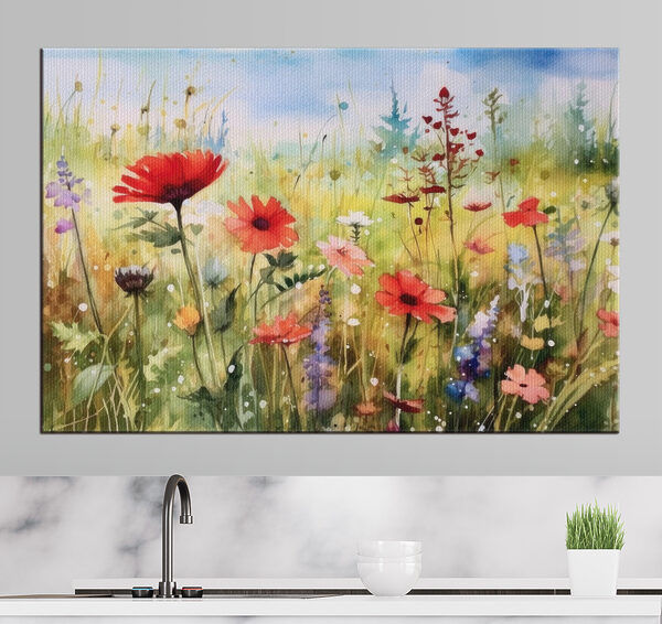 Lebendiges Feld mit blühenden Wildblumen Wandbilder Lebendiges Feld mit blühenden Wildblumen