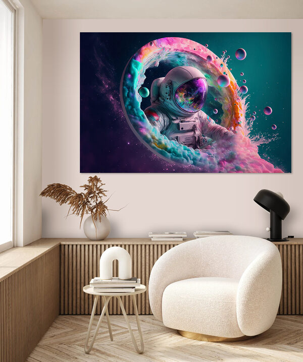 Ein Astronaut in einem bunten Kreis Wandbilder Ein Astronaut in einem bunten Kreis