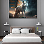 Wandbilder Mystischer Wolf unter Sternenhimmel