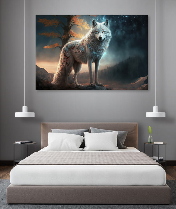 Mystischer Wolf unter Sternenhimmel Wandbilder Mystischer Wolf unter Sternenhimmel